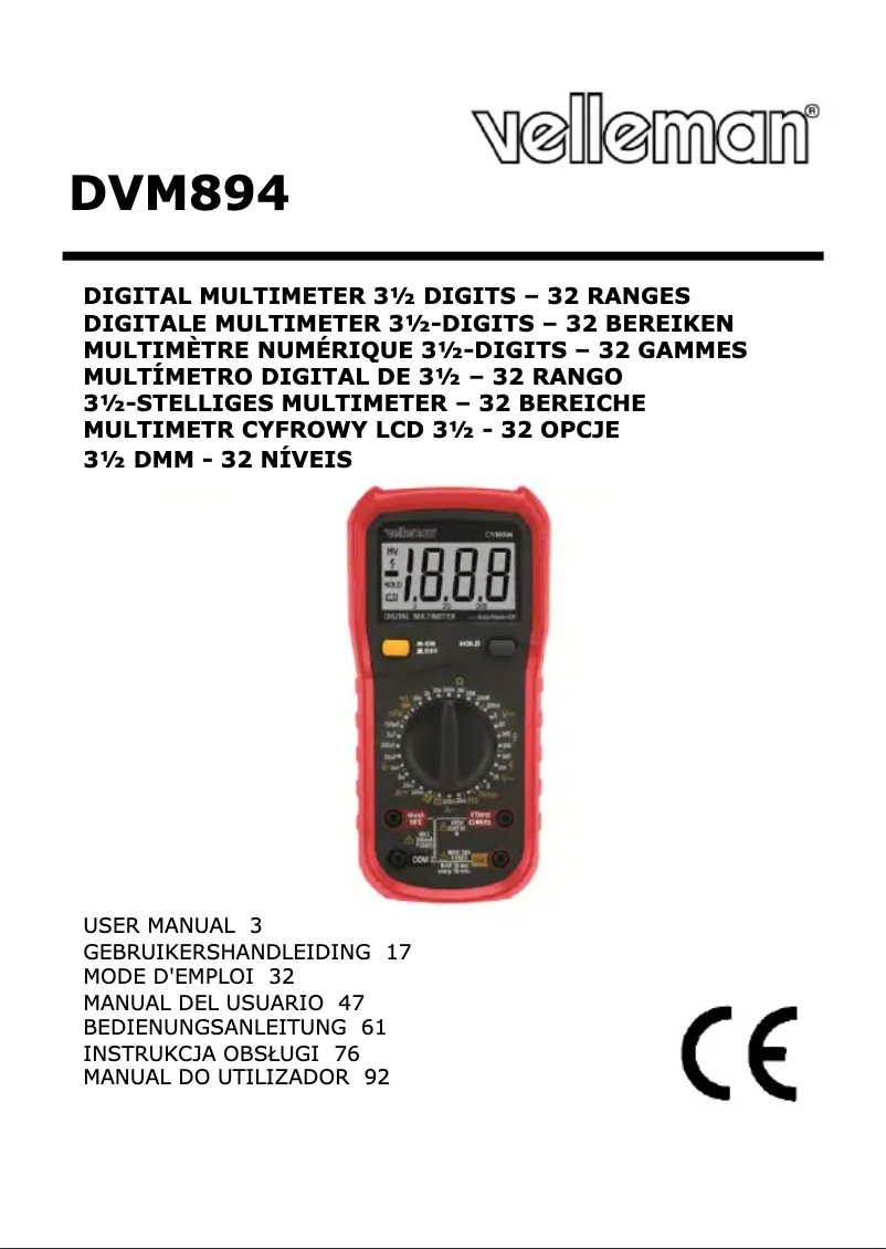 Página 1 del manual Manual de usuario Velleman DVM894