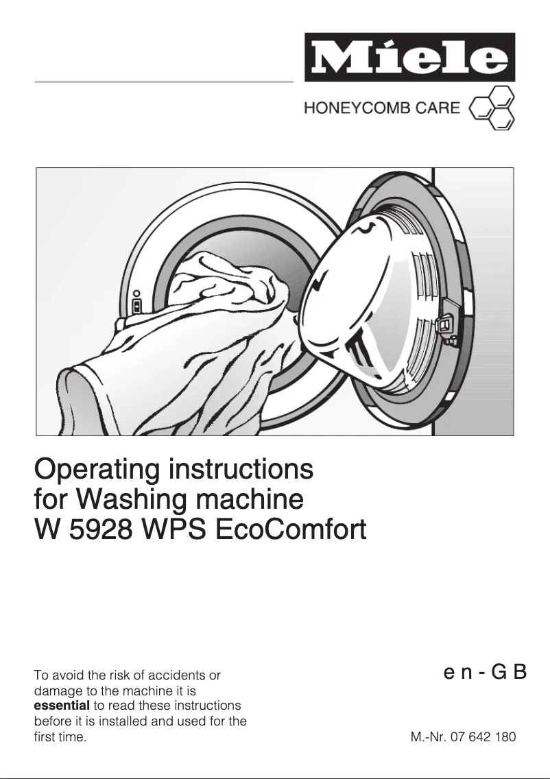 Page 1 de la notice Manuel utilisateur Miele W 5928 WPS EcoComfort