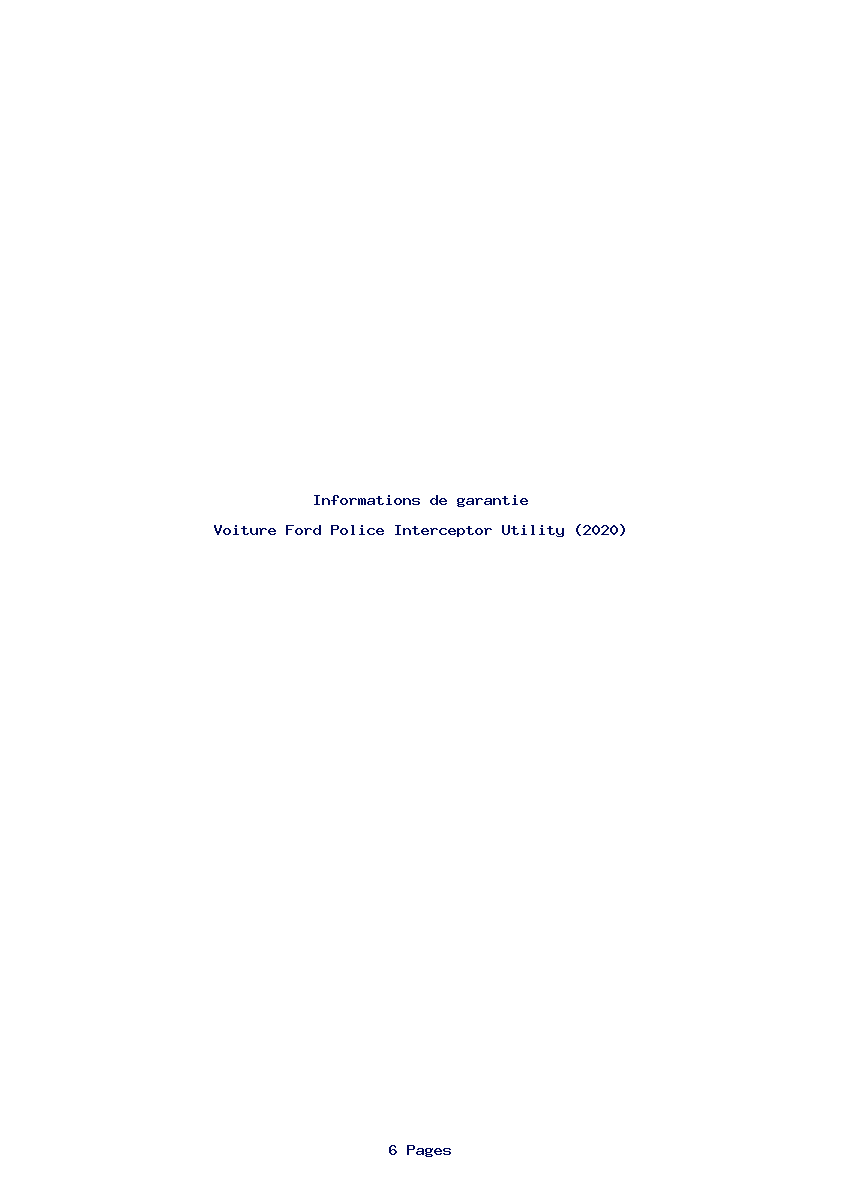 Page 1 de la notice Informations de garantie Ford Police Interceptor Utility (2020)