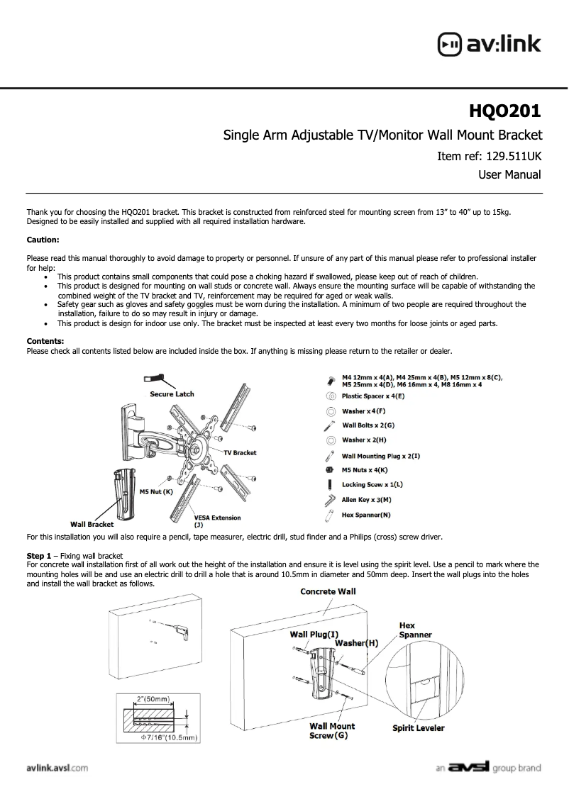 Page 1 de la notice Manuel utilisateur AV:link HQO201