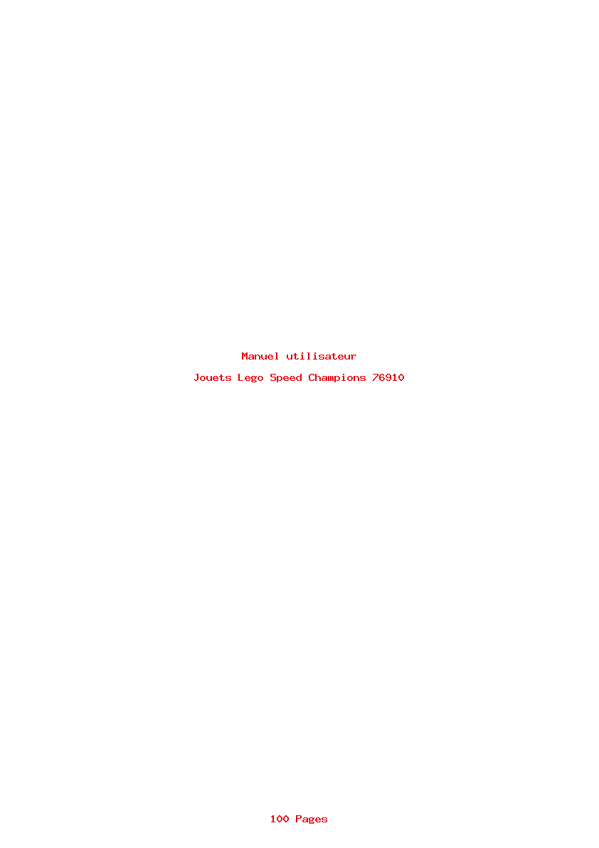 Page 1 de la notice Manuel utilisateur Lego Speed Champions 76910