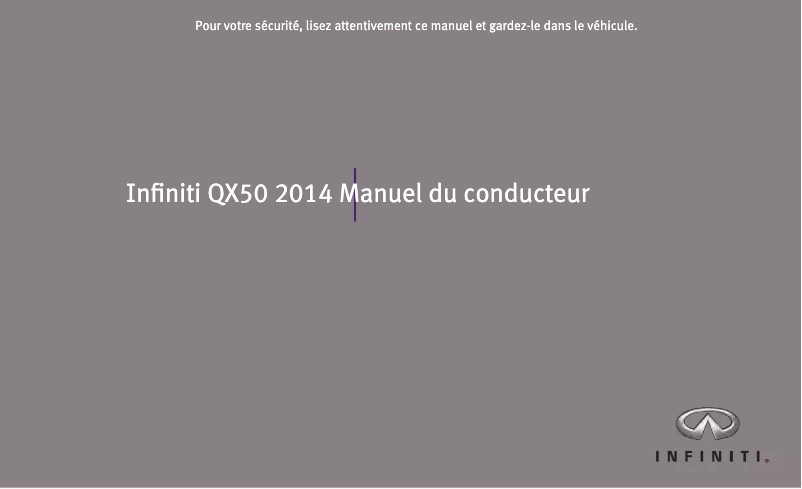 Page 1 de la notice Manuel utilisateur Infiniti QX50 (2014)
