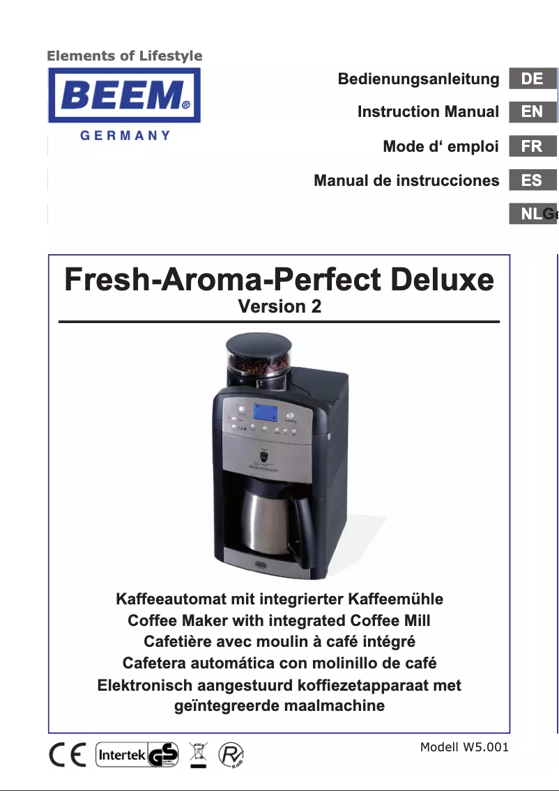 Page 1 de la notice Manuel utilisateur BEEM Fresh-Aroma-Perfect Deluxe V2