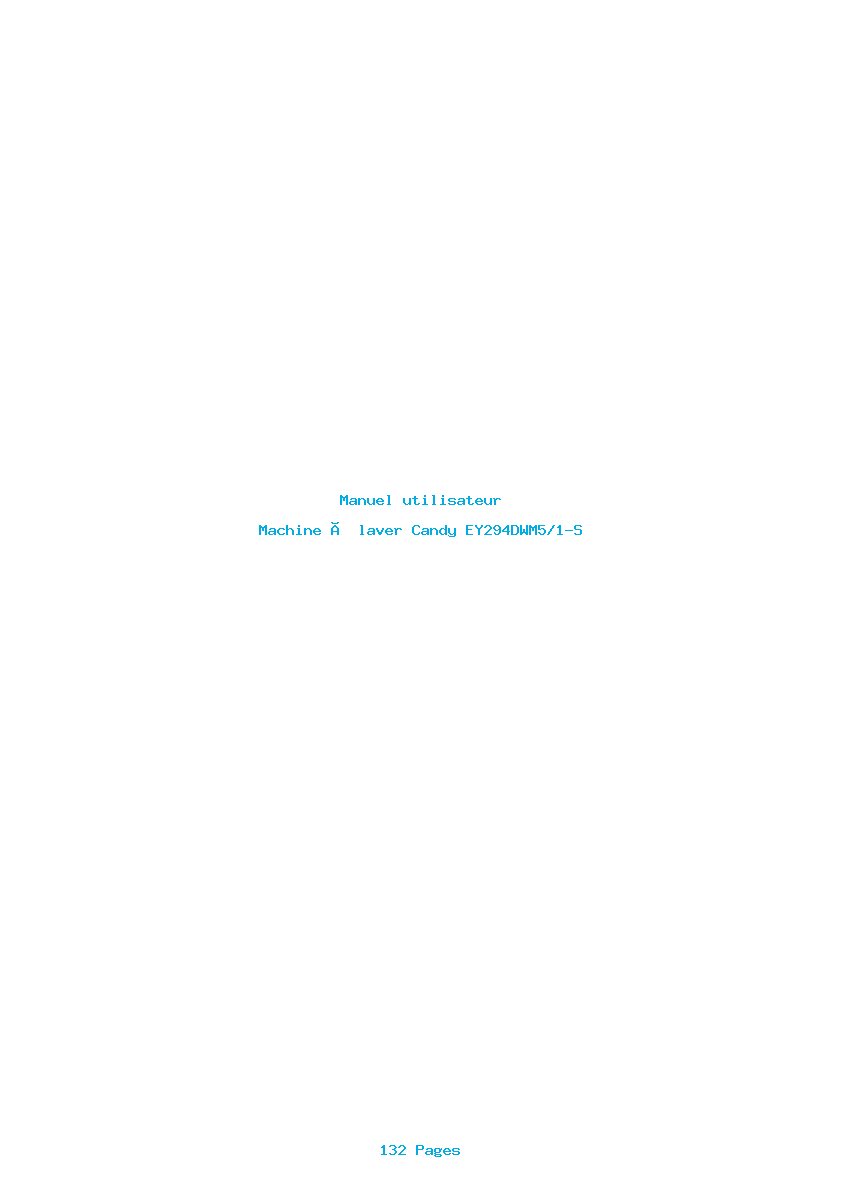 Page 1 de la notice Manuel utilisateur Candy EY294DWM5/1-S