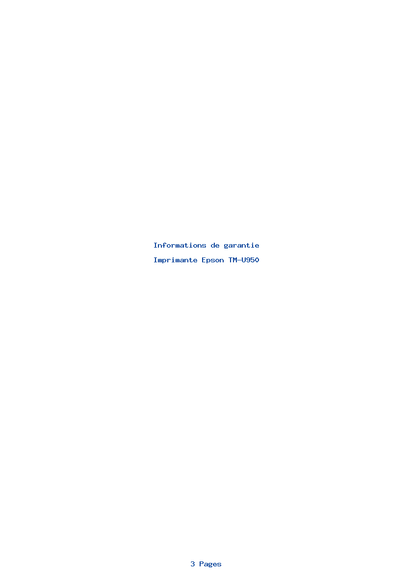 Page 1 de la notice Informations de garantie Epson TM-U950