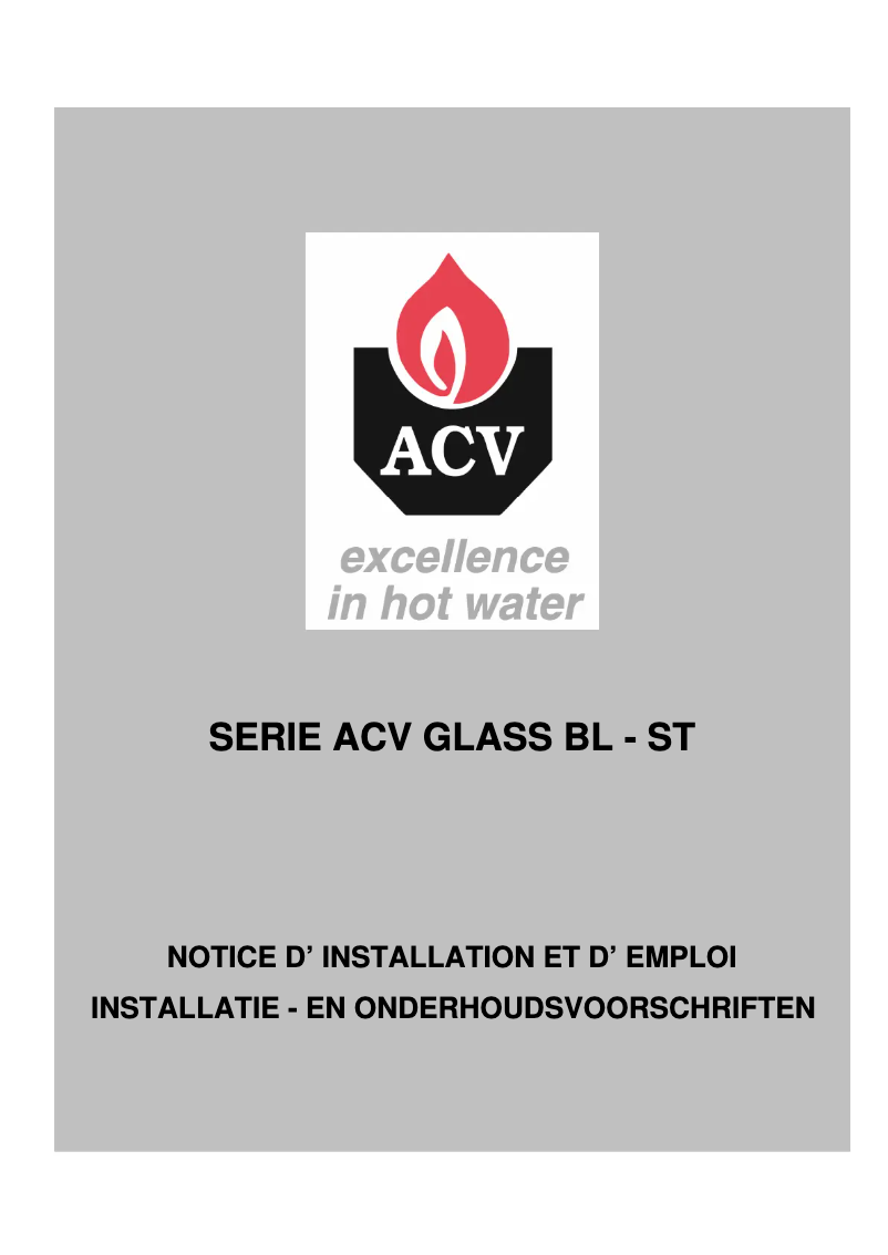 Page 1 de la notice Manuel utilisateur ACV BL 200 S