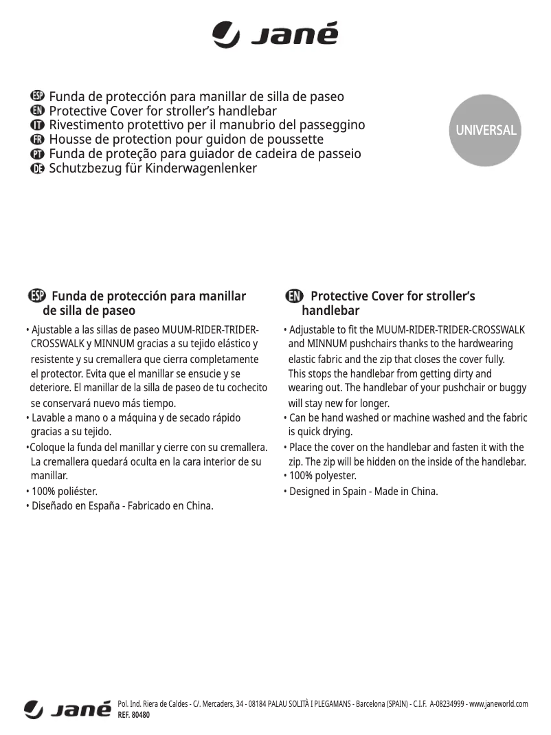 Page 1 de la notice Manuel utilisateur Jane Handlebar Cover