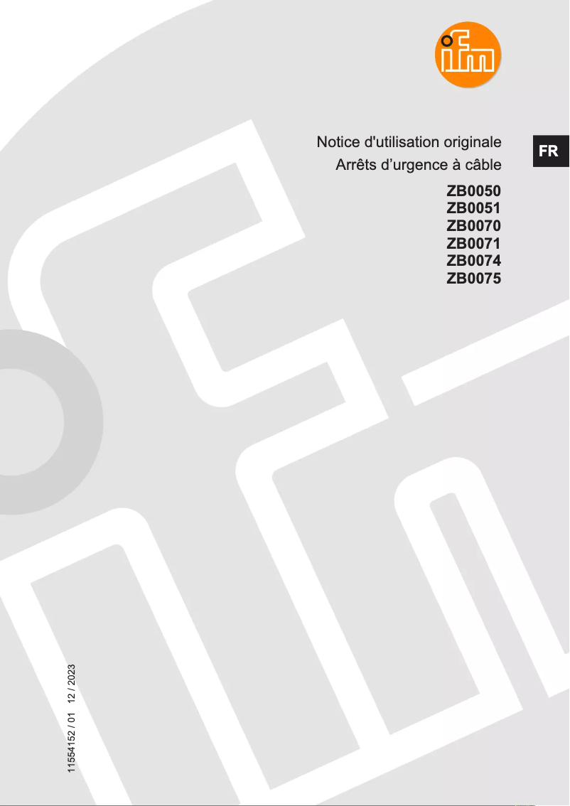 Page 1 de la notice Manuel utilisateur IFM ZB0071