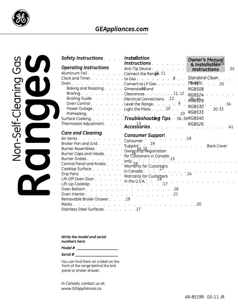Página 1 del manual Guía de instalación Hotpoint RGB533DEPBB