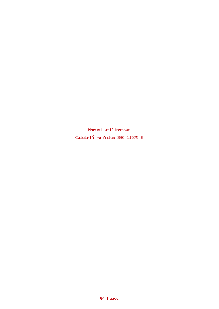 Page 1 de la notice Manuel utilisateur Amica SHC 11575 E