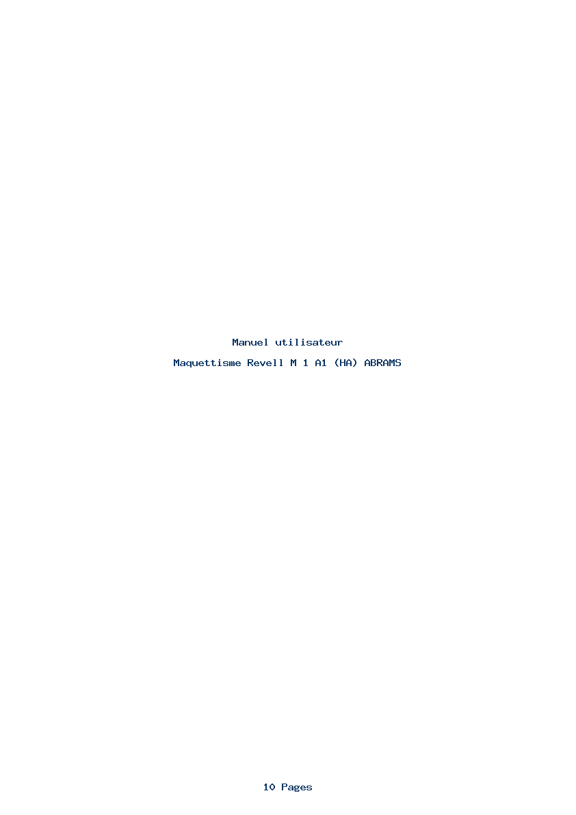 Page 1 de la notice Manuel utilisateur Revell M 1 A1 (HA) ABRAMS