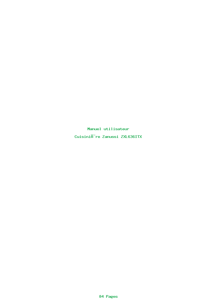 Page 1 de la notice Manuel utilisateur Zanussi ZXL636ITX
