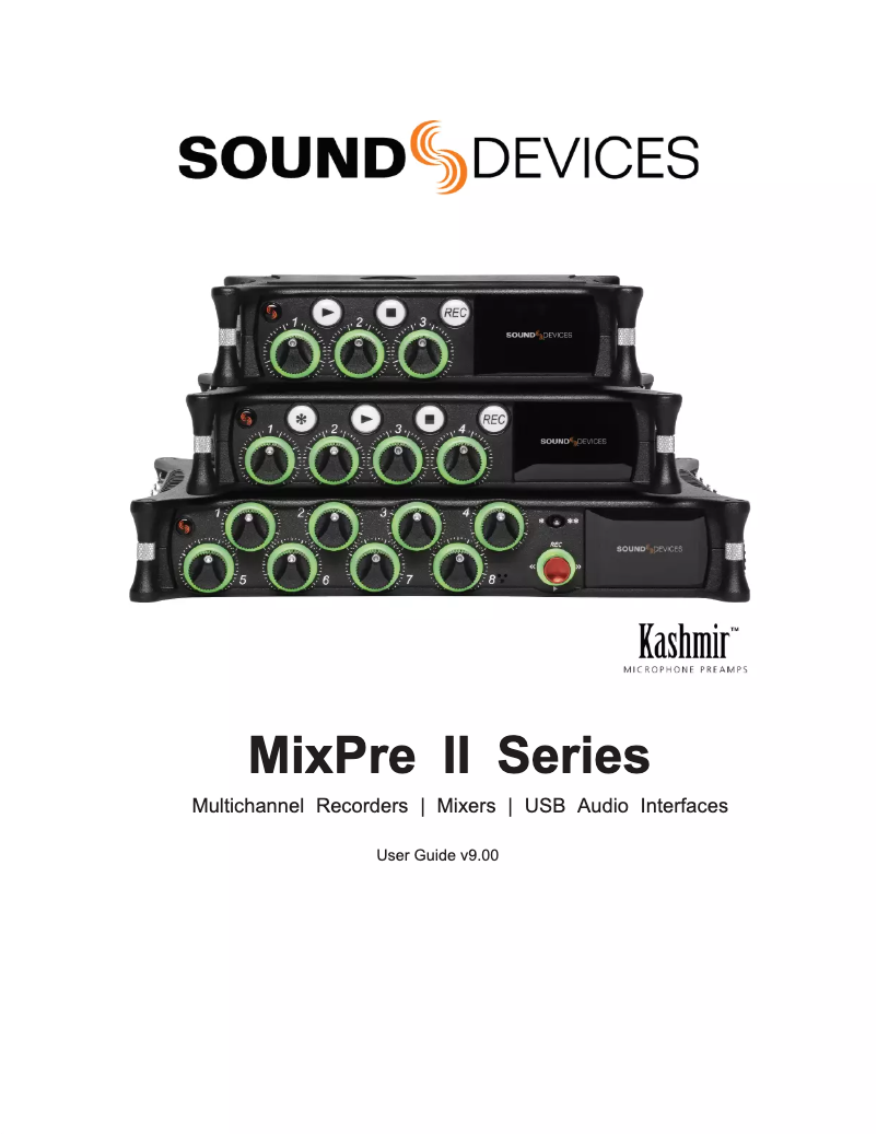 Page 1 de la notice Manuel utilisateur Sound Devices MixPre-3 II