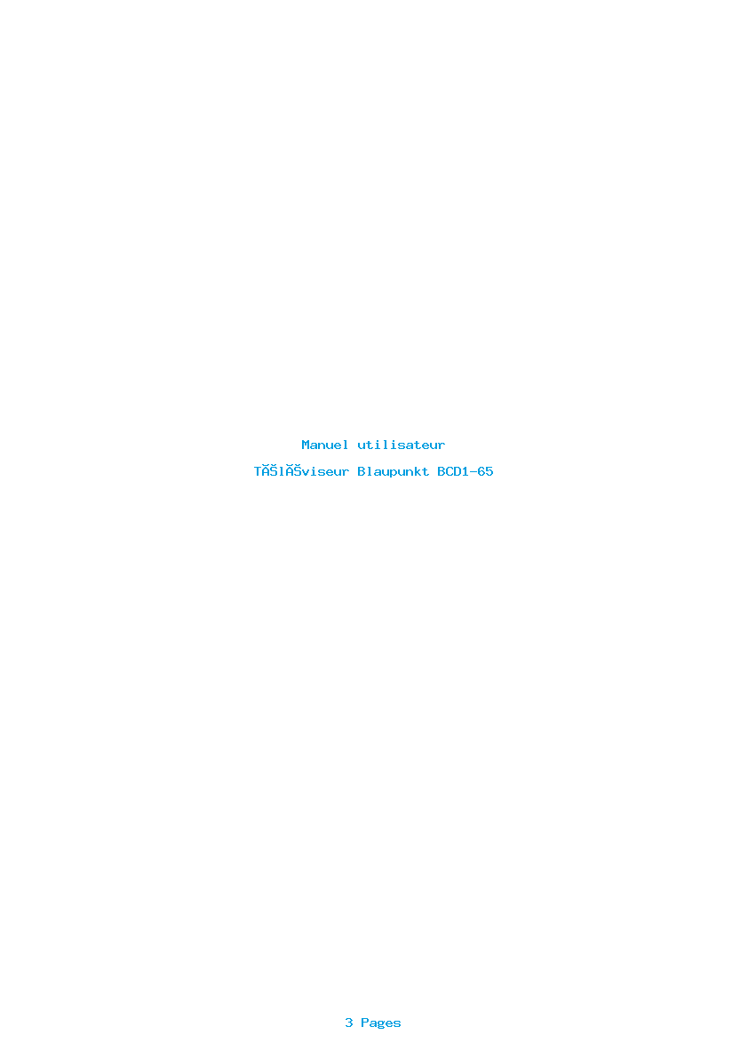 Page 1 de la notice Manuel utilisateur Blaupunkt BCD1-65