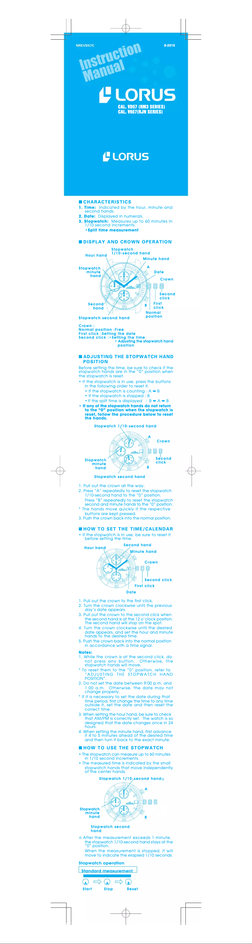 Page 1 de la notice Manuel utilisateur Lorus Dress RM311GX9