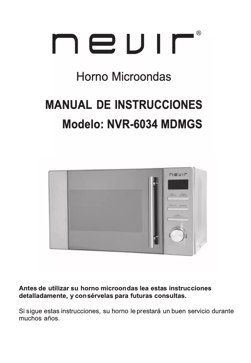 Page 1 de la notice Manuel utilisateur Nevir NVR-6034 MDMGS