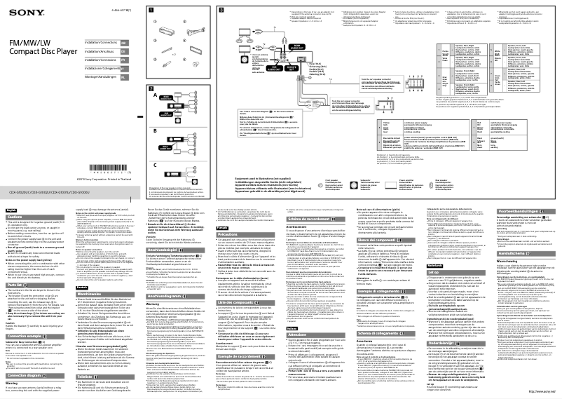 Page 1 de la notice Guide d'installation Sony CDX-G1001U