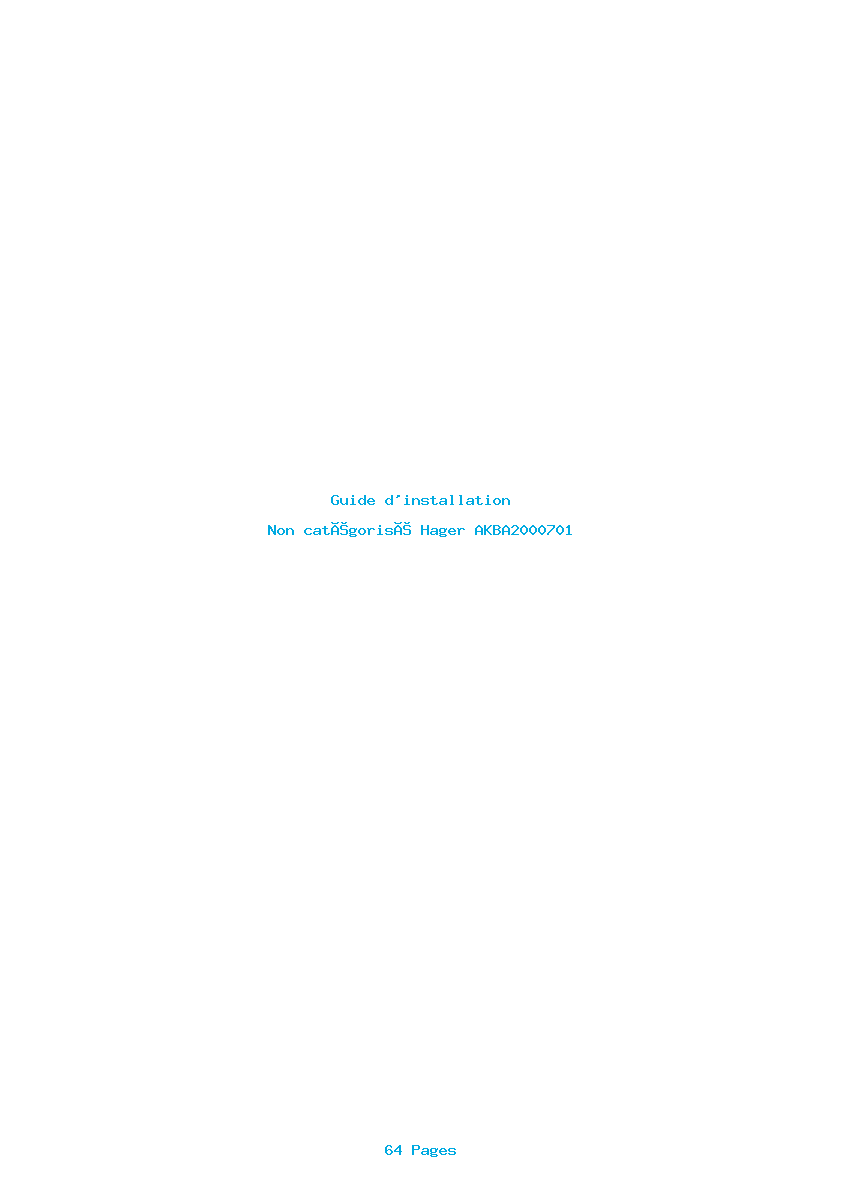 Page 1 de la notice Guide d'installation Hager AKBA2000701