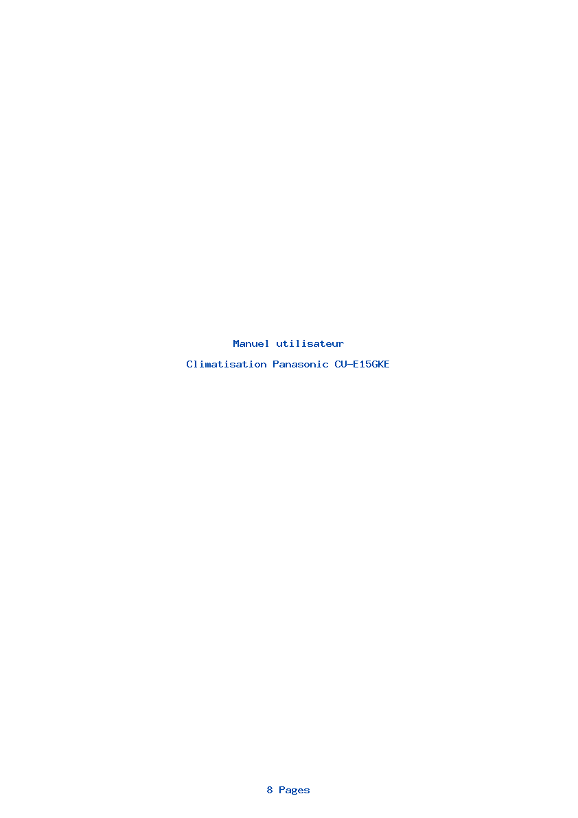 Page 1 de la notice Manuel utilisateur Panasonic CU-E15GKE