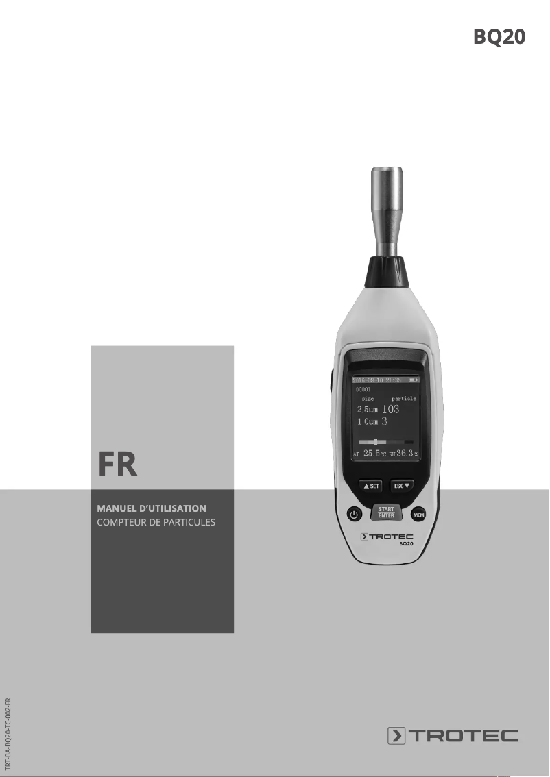 Page 1 de la notice Manuel utilisateur Trotec BQ20