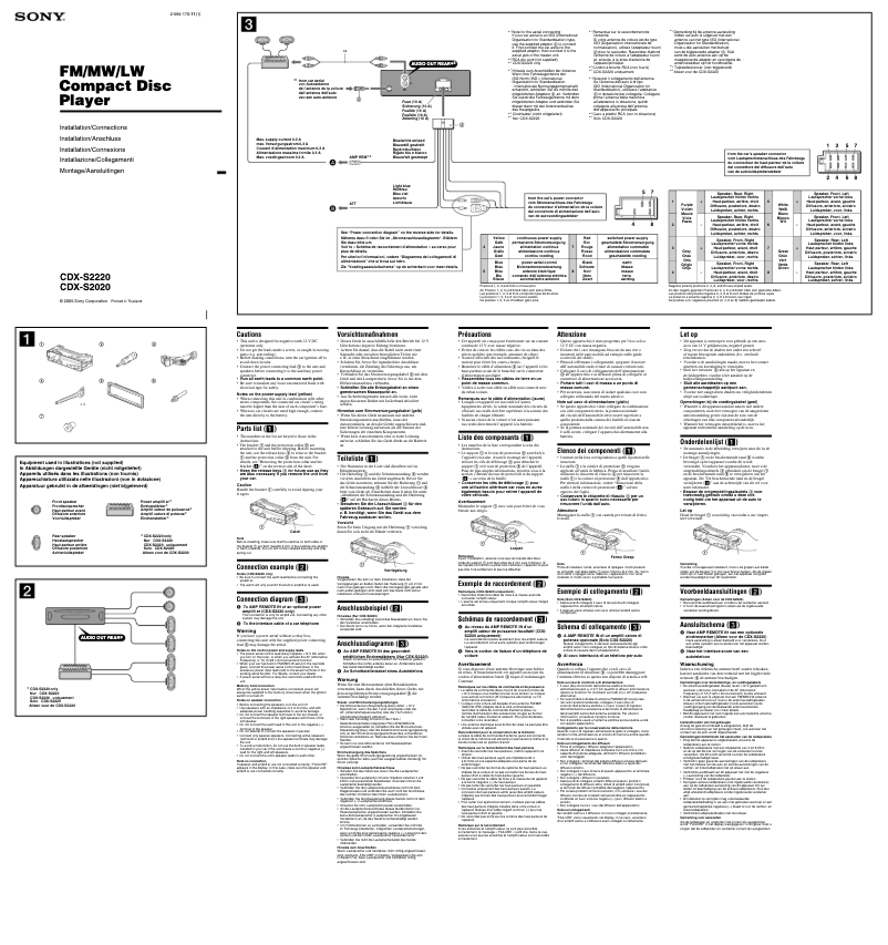 Page 1 de la notice Guide d'installation Sony CDX-S2020