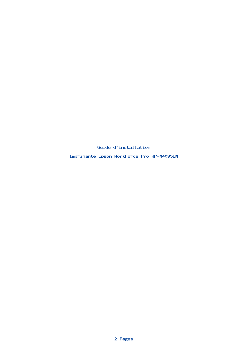 Page 1 de la notice Guide d'installation Epson WorkForce Pro WP-M4095DN