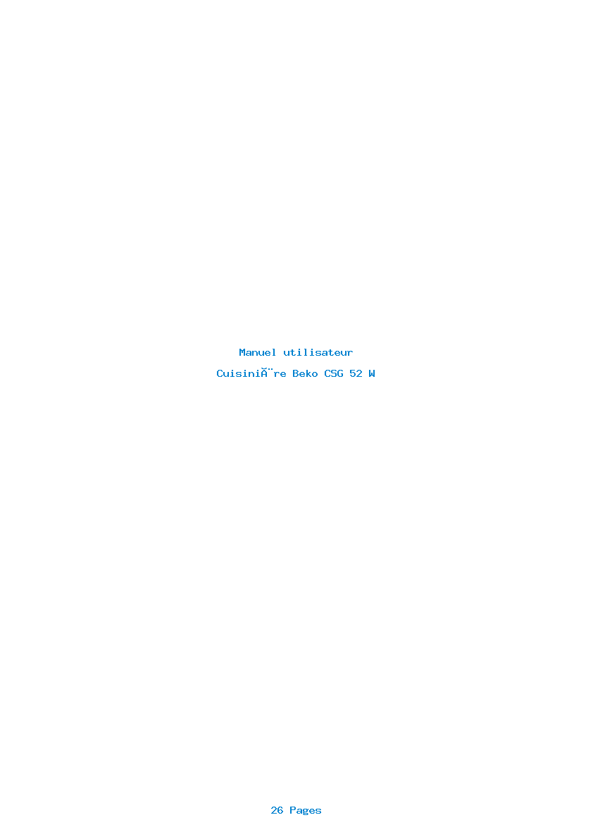 Page 1 de la notice Manuel utilisateur Beko CSG 52 W