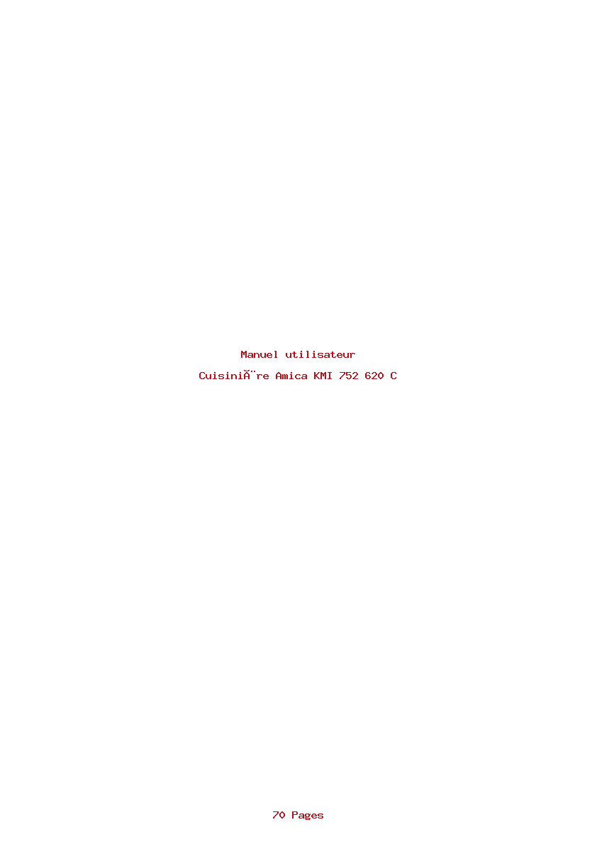 Page 1 de la notice Manuel utilisateur Amica KMI 752 620 C