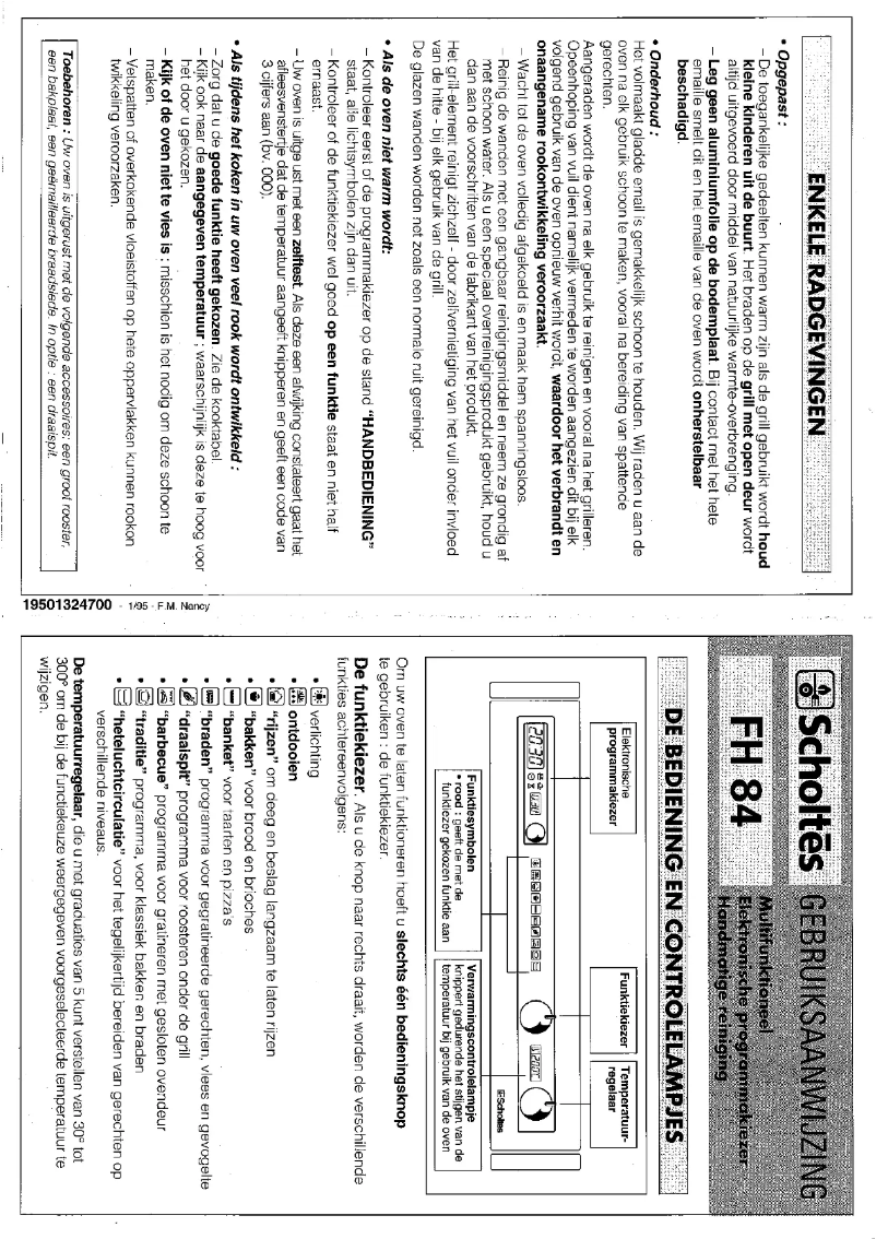 Page 1 de la notice Manuel utilisateur Scholtès FH 84