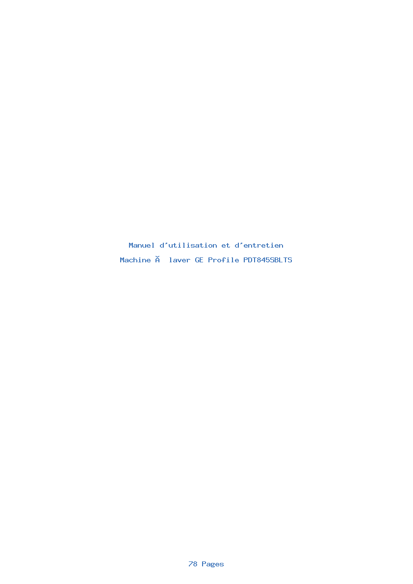 Page 1 de la notice Manuel d'utilisation et d'entretien GE Profile PDT845SBLTS