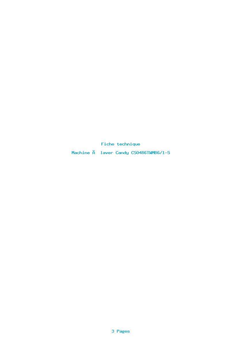 Page 1 de la notice Fiche technique Candy CSO486TWMB6/1-S