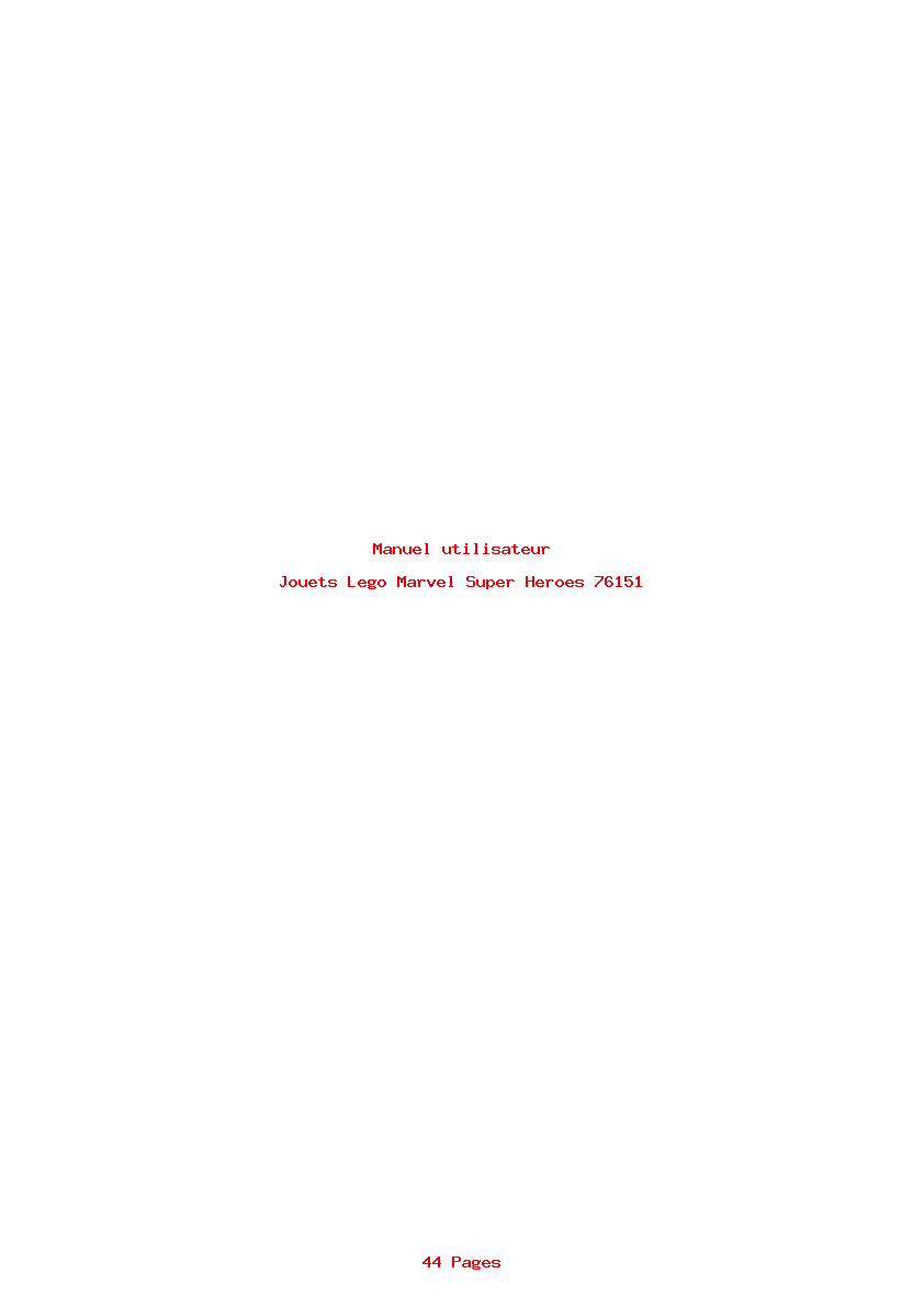 Page 1 de la notice Manuel utilisateur Lego Marvel Super Heroes 76151