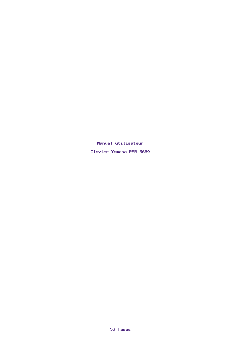 Page 1 de la notice Manuel utilisateur Yamaha PSR-S650