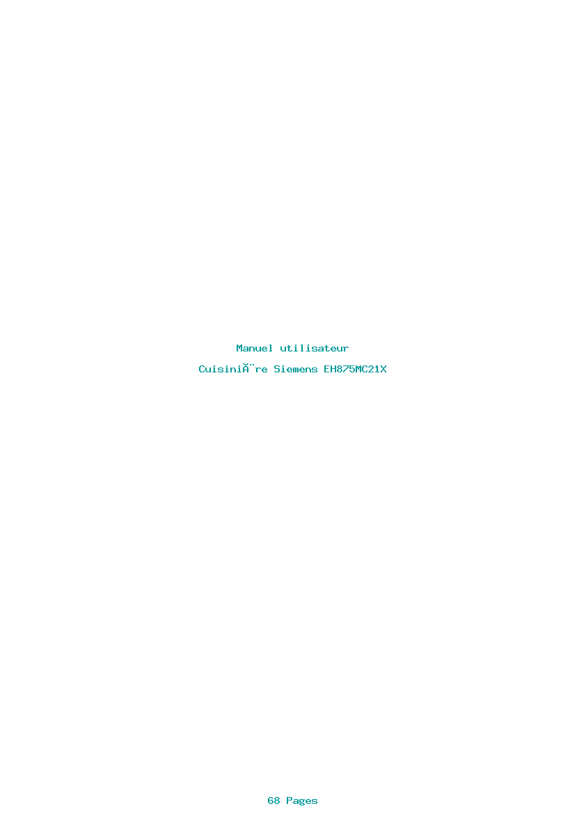 Page 1 de la notice Manuel utilisateur Siemens EH875MC21X