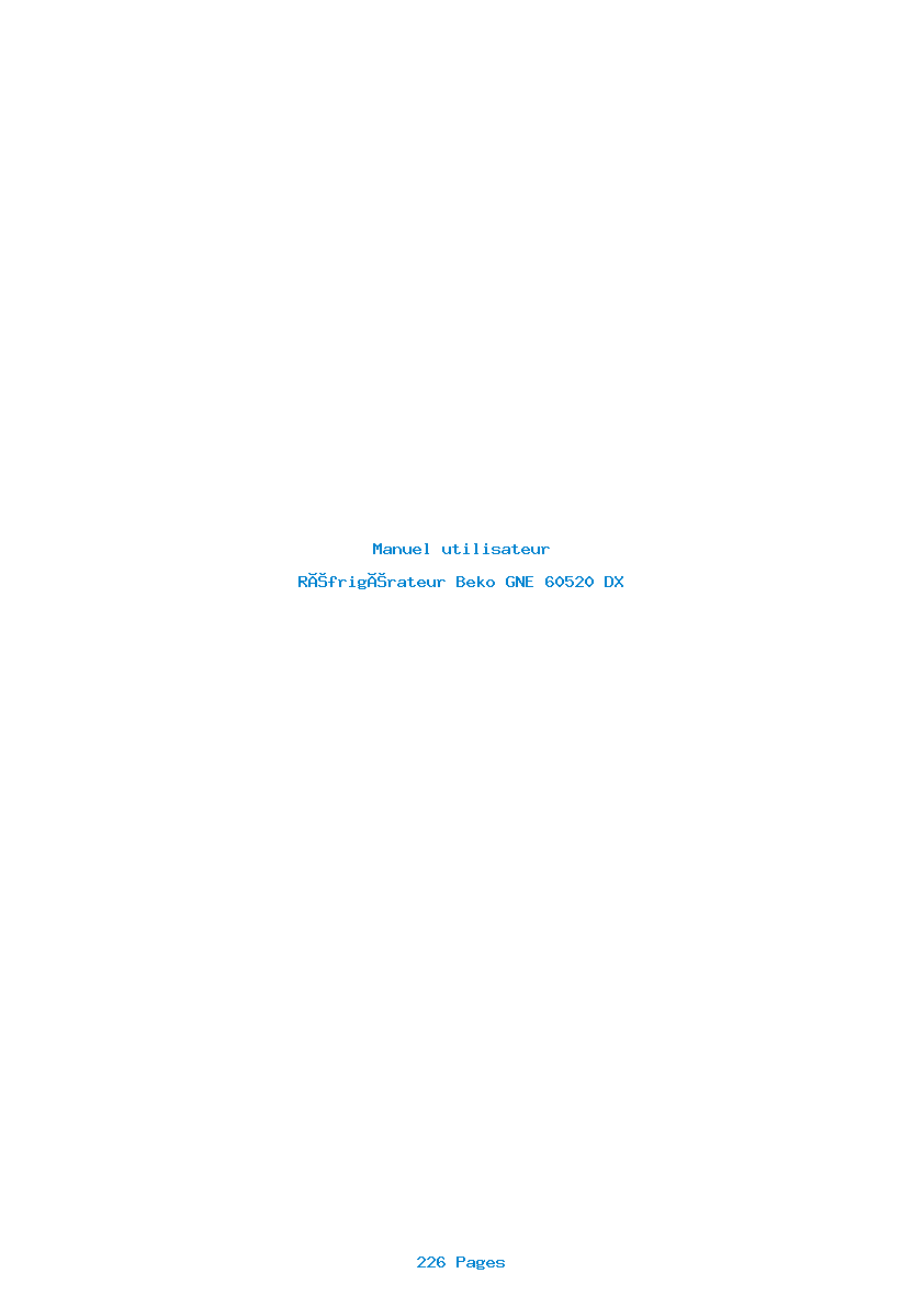 Page 1 de la notice Manuel utilisateur Beko GNE 60520 DX