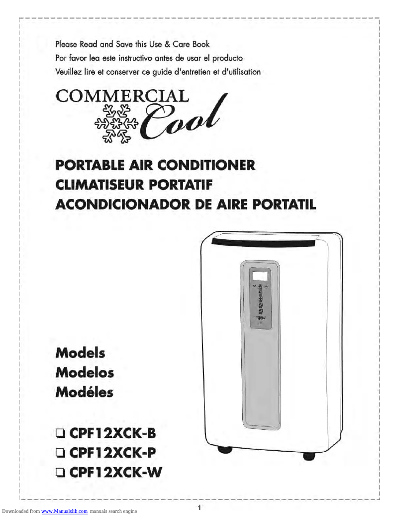 Page 1 de la notice Manuel utilisateur Commercial Cool CPF12XCK-W
