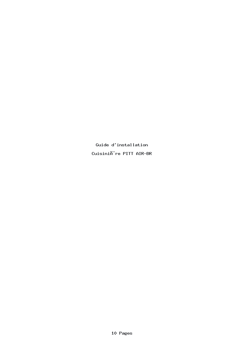 Page 1 de la notice Guide d'installation PITT AIR-BR