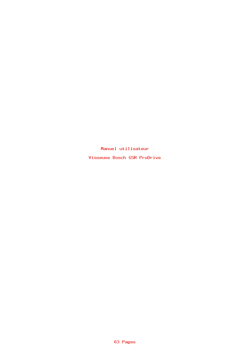 Page 1 de la notice Manuel utilisateur Bosch GSR ProDrive