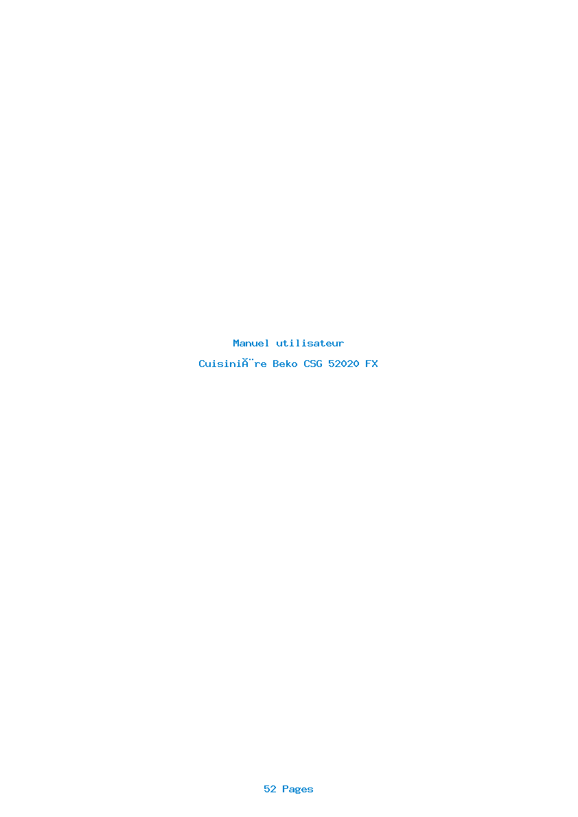 Page 1 de la notice Manuel utilisateur Beko CSG 52020 FX