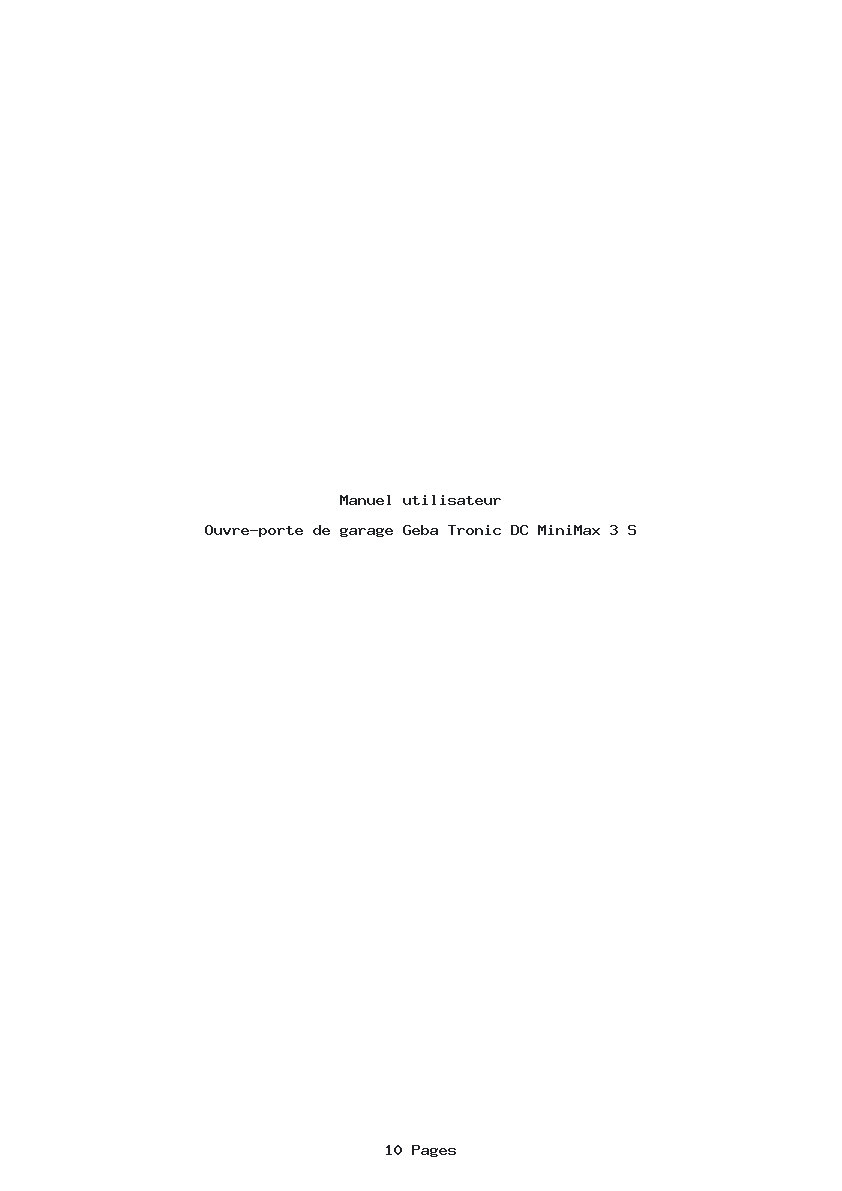 Page 1 de la notice Manuel utilisateur Geba Tronic DC MiniMax 3 S