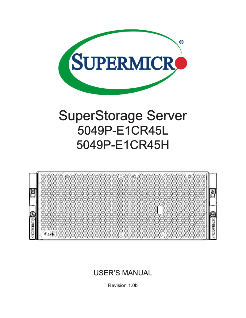Page 1 de la notice Manuel utilisateur Supermicro SuperStorage 5049P-E1CR45H