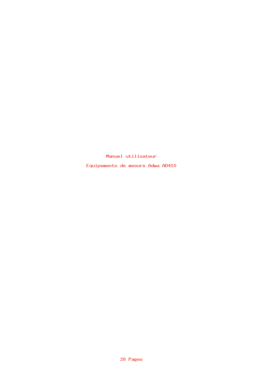 Page 1 de la notice Manuel utilisateur Adwa AD410