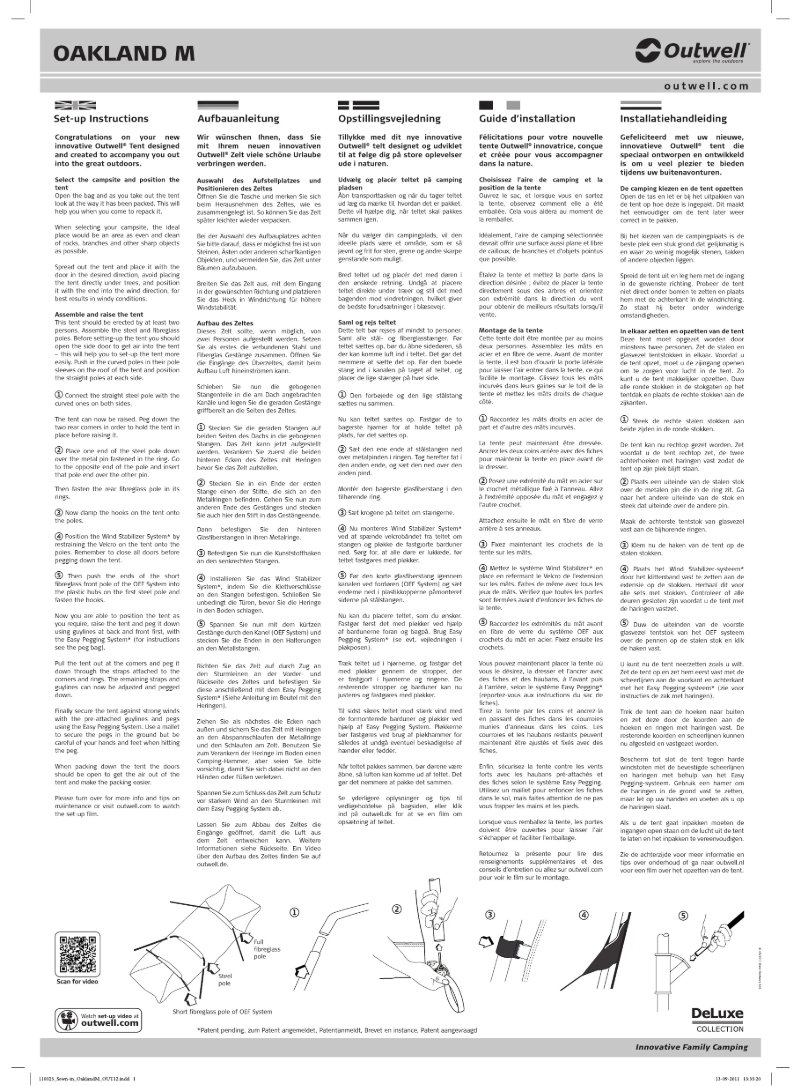 Page 1 de la notice Manuel utilisateur Outwell DeLuxe Green Oakland M