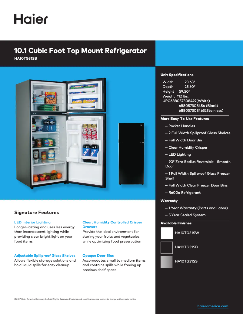 Página 1 del manual Ficha técnica Haier HA10TG31SS