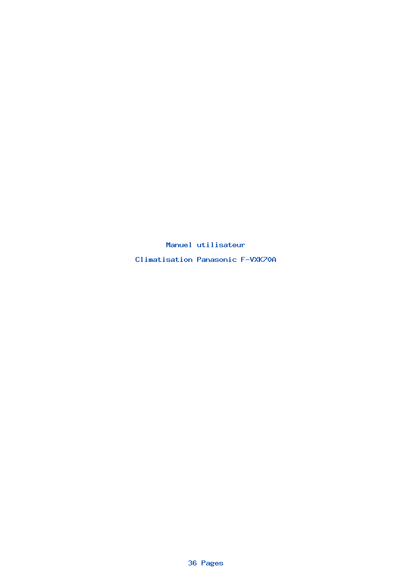 Page 1 de la notice Manuel utilisateur Panasonic F-VXK70A