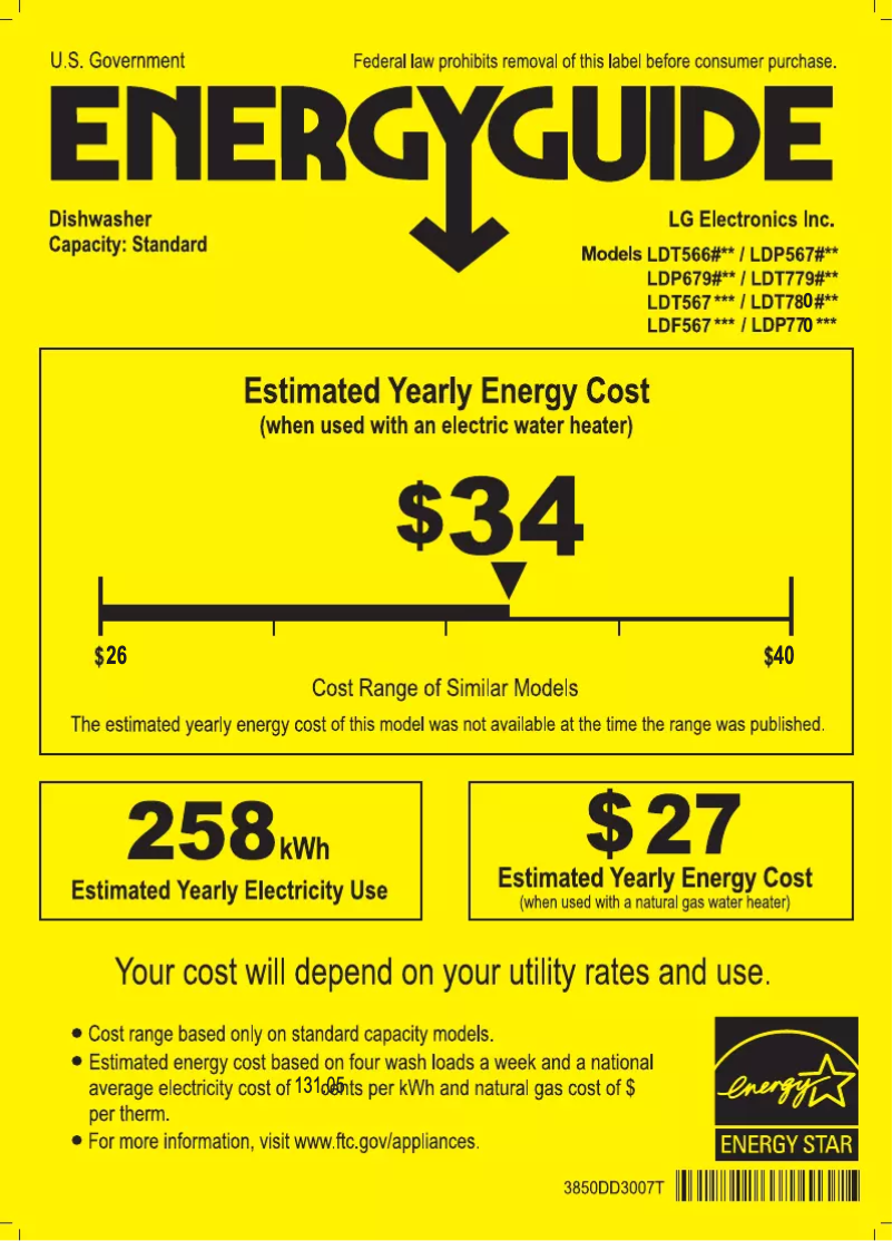Page 1 of the manual Energy Label LG LDT7808SS