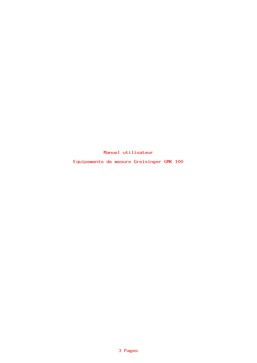 Page 1 de la notice Manuel utilisateur Greisinger GMK 100