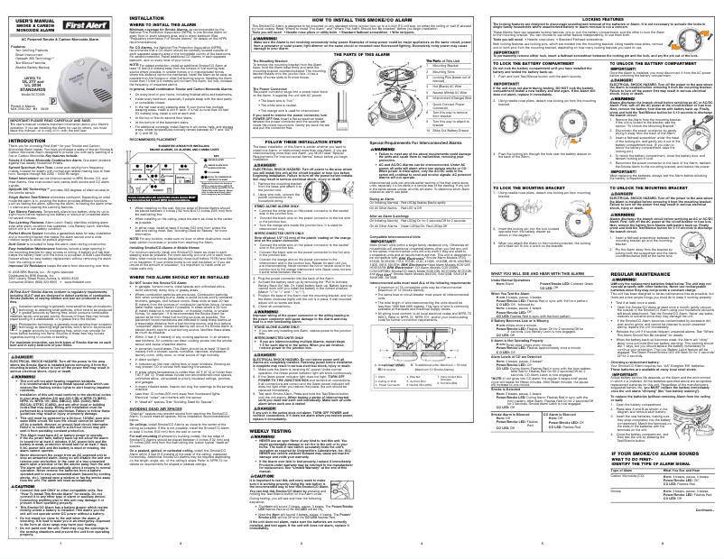 Page 1 de la notice Manuel utilisateur First Alert SC7010B