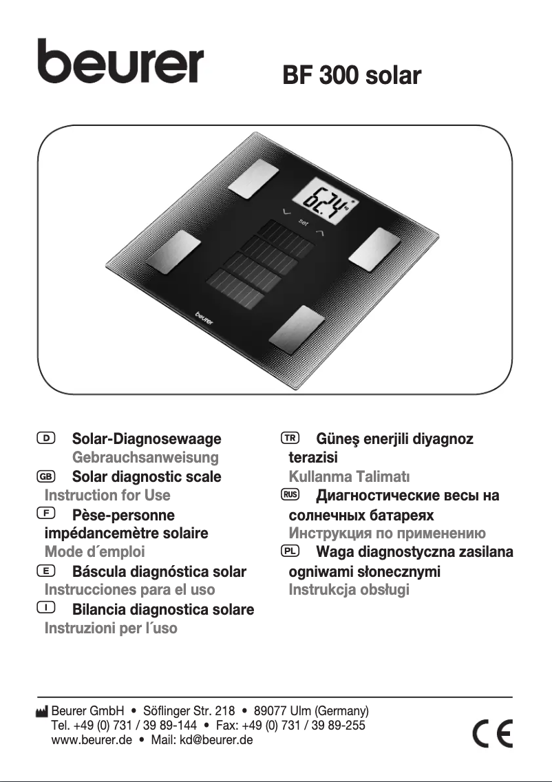 Page 1 de la notice Manuel utilisateur Beurer BF 300