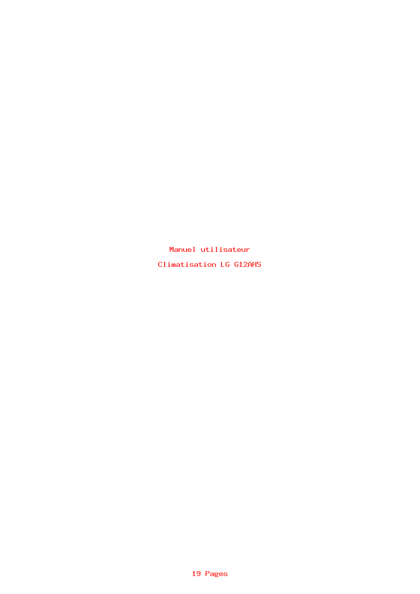 Page 1 de la notice Manuel utilisateur LG G12AHS